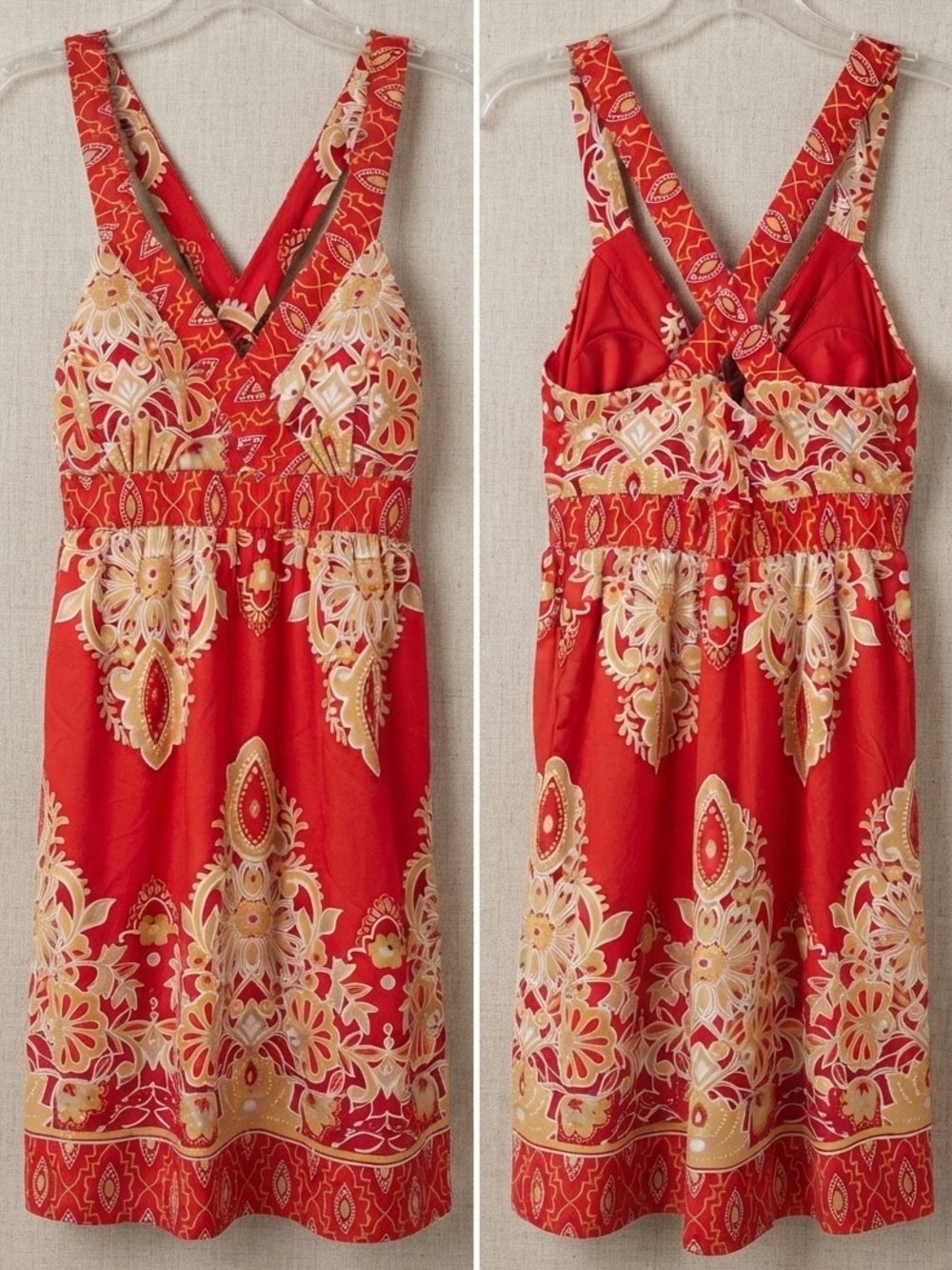 INC International Red Floral-Print Sundress. Size S (Petite)